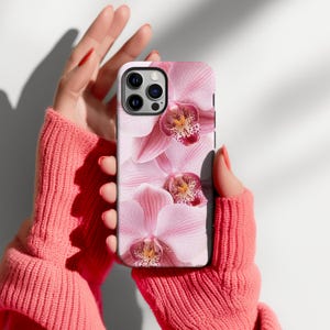 Orchid Phone Case, Tough Phone Case, Popular and Trendy Phone Case, Minimalist Floral Print Phone Cover, iPhone 17 16 15 14 13 12 11 Pro Max