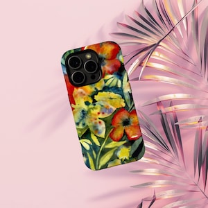 Floral Girly Handyhülle, niedliches Blumenmuster, Vintage Chic Zubehör, iPhone 16 15 14 13 12 11 Pro Max X XS XR, Floral Tech Geschenk