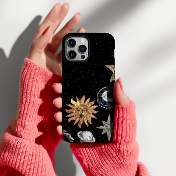 Midnight Celestial Phone Case, Mosaic Phone Case,Vintage Mosaic Art,Trendy Festival Phone Case, iPhone 17 16 15 14 13 12 11 Pro Max