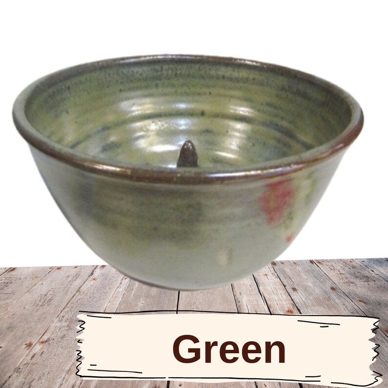 Handmade Pottery Apple Baker, for oven or microwave, cooking for one Green