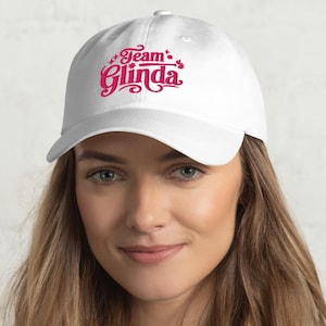 Team Glinda Embroidered Dad Hat – Pink, Black or White | Wicked Musical Inspired Hat | Curved Brim Low-Profile Cap | Witchcore Aesthetic