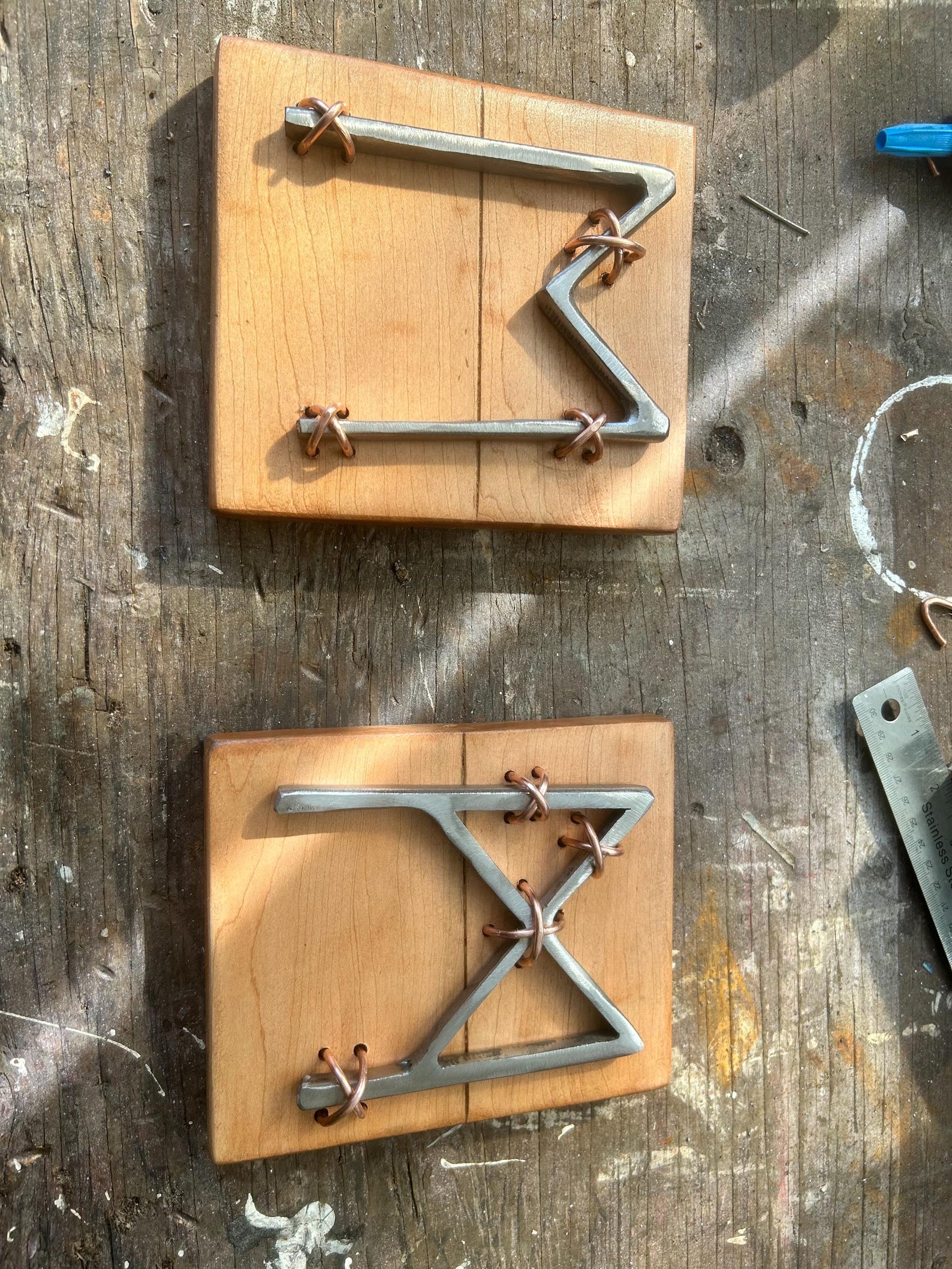 Steel Runes Mounted on Oak With Copper Wire - Etsy