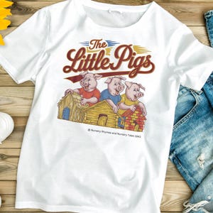 Los Tres Cerditos PNG / Diseño de camiseta / Canción infantil / Arte retro vintage de cerdos / Gráfico de sublimación imprimible