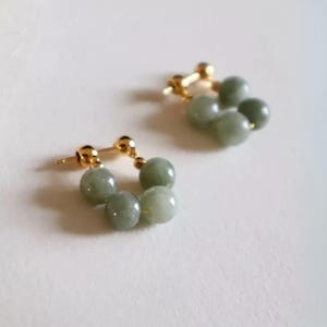 Pendientes de jade natural • Pendientes de aro con piedra preciosa de jade • Pendientes llamativos • Boda china • Pendientes Double Happiness