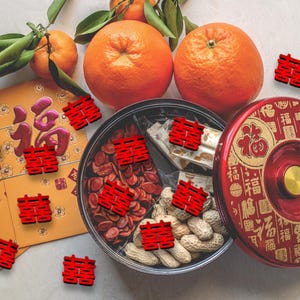 90 Double Happiness Confetti for Chinese Wedding • Traditional Decor • Tea Ceremony • Double Happiness • Wedding Favors • Wedding Gifts