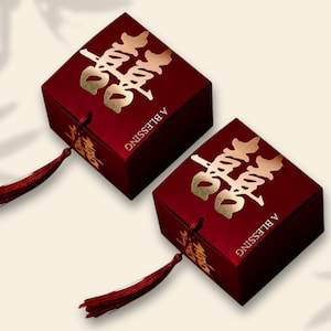 10 Double Happiness Chinese Wedding Favour Boxes • Hong Pao • Double Happiness • Lucky Money • Wedding Favors • Wedding Gifts