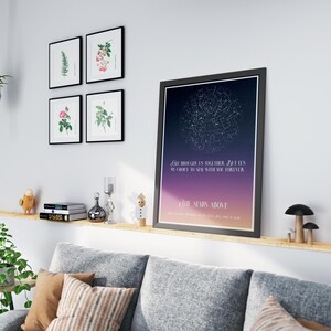 Carte des étoiles numérique personnalisée, étoiles du ciel nocturne, cadeau d'anniversaire de la nuit où nous nous sommes rencontrés, étoiles sur affiche, cadeau d'impression de constellation de mariage