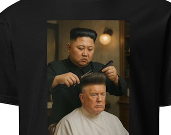 Kim Jong-Un Cutting Donald Trumps Hair (US) T-Shirt, Funny Meme Tshirt