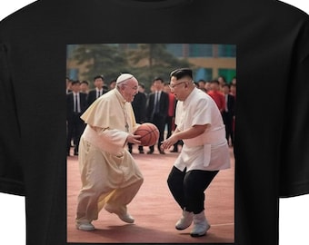 The Pope and Kim Jong Un Playing Basketball T-Shirt, Funny Meme Shirt