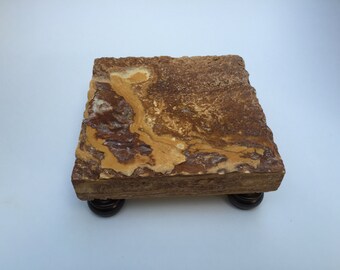 Deluxe travertine trivet / display pedestal / 6" x 6"