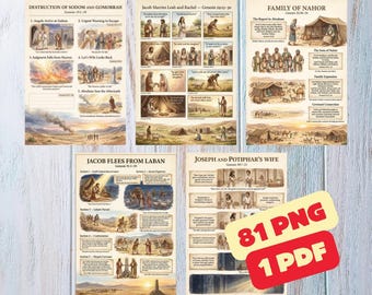 81 Genesis Story Bundle Printable Sunday School Infographic Poster Old Testament Bible Lessons Christian Homeschool Wall Art PDF | DVBS