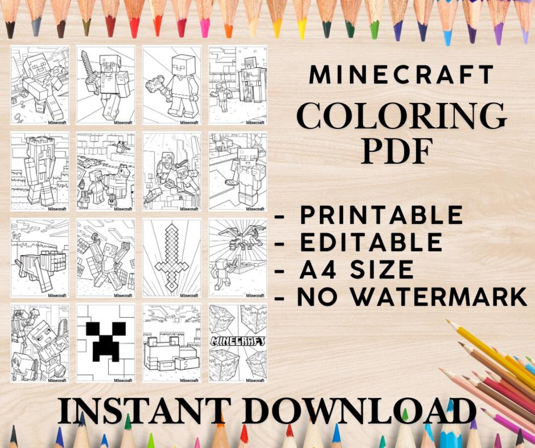 77 Minecraft Coloring PDF – Printable Fun for Kids & Fans! - Etsy