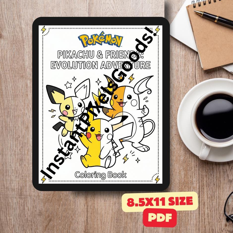 100 Pokémon Coloring Pages PDF, Printable Kids Coloring Book, Digital ...