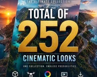 252 Cinematic Drone LUTs Bundle for Premiere Pro DaVinci Resolve Final Cut Pro CapCut DJI Sony Canon Color Grading Preset CUBE Files Rec 709