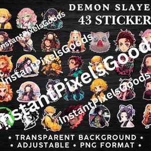 43 Chibi Demon Slayer Stickers – Cute PNG Digital Download!