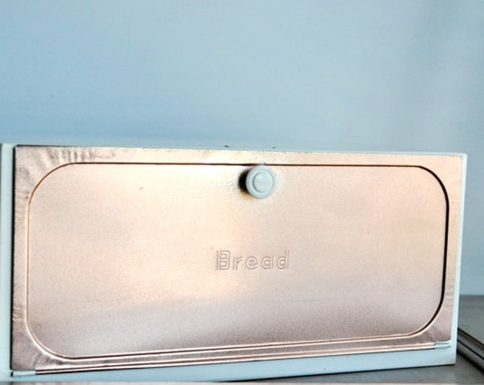 Vintage Copper and White Metal Bread Box Etsy