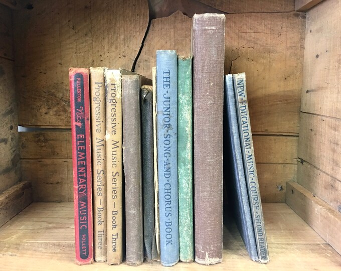 Antique Music Book Display Lot Shelf Filler Set of 10 School Song Early