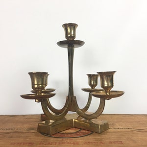 Vintage Solid Brass Candelabra Mid Century Home Decor Display 5 Candle Holders