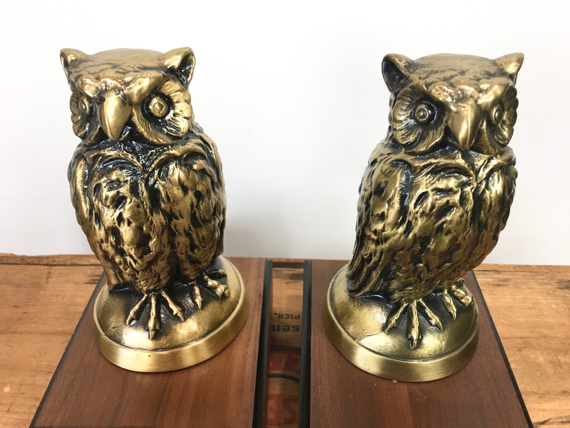 Vintage Brass Owl Bookends AC Rehberger Chicago Pair of Book Etsy