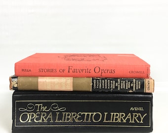 Vintage Opera Book Lot Shelf Filler 3 Books Collection Set of Three Home Decor Display Library Music
