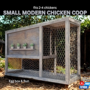 8x3 Small Chicken Coop Plans for 5 Chickens -  DIY Modern Coop Chicken Shed Plans PDF Instant Download Step by Step instructions with Video