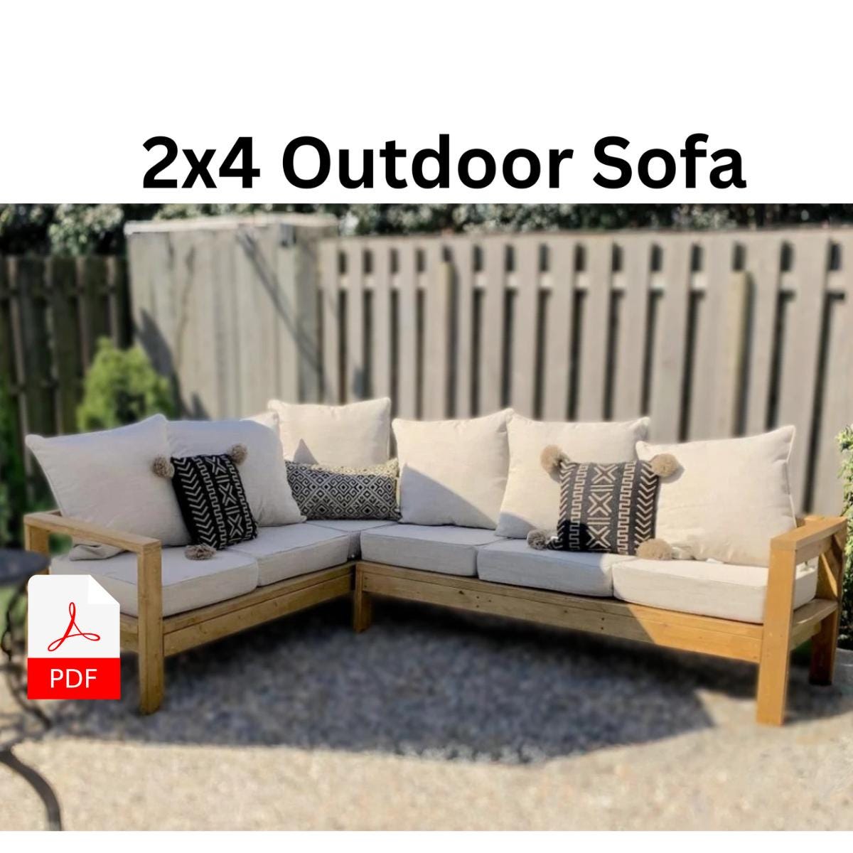 DIY Outdoor Sofa Plans PDF | 2x4 Sectional Couch Build Plans | Patio ...