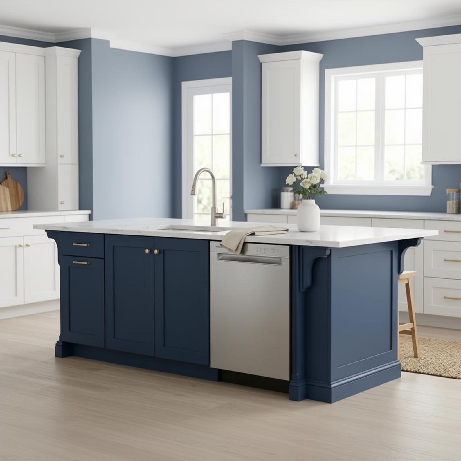 Kitchen Island With Sink, Dishwasher Space and Open Shelving Plans ...