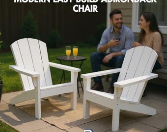 Planos modernos para sillas Adirondack con planos digitales en PDF de fácil construcción - Sillas de exterior DIY - Planos sencillos de carpintería 33x27x34
