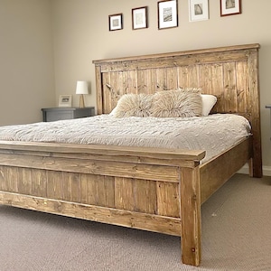 Twin to California King Farmhouse Bedframe Plannen | PDF bouwplan, stapsgewijze instructies, houten bed, direct downloaden