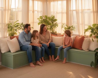 L-Shape Storage Bench Plans – Easy Build Banquette Seating Woodworking (PDF Download)