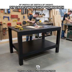 Bricolage garage atelier plans d'établi avec guide - artisanat du bois bancs de travail, plans d'établis économiseur d'espace, plan PDF de menuisier pour table