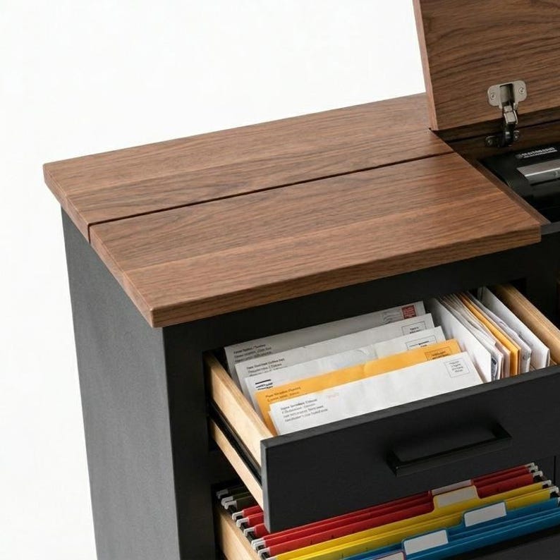 Paperwork Sorting Console DIY Plan, Office File Cabinet Blueprint, Lift ...