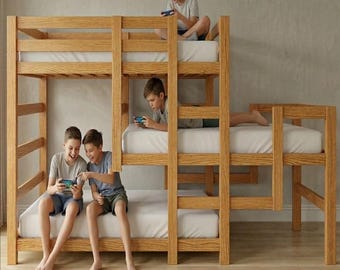 Triple Bunk Bed Frame Plans, DIY Woodworking and Carpentry PDF Guide