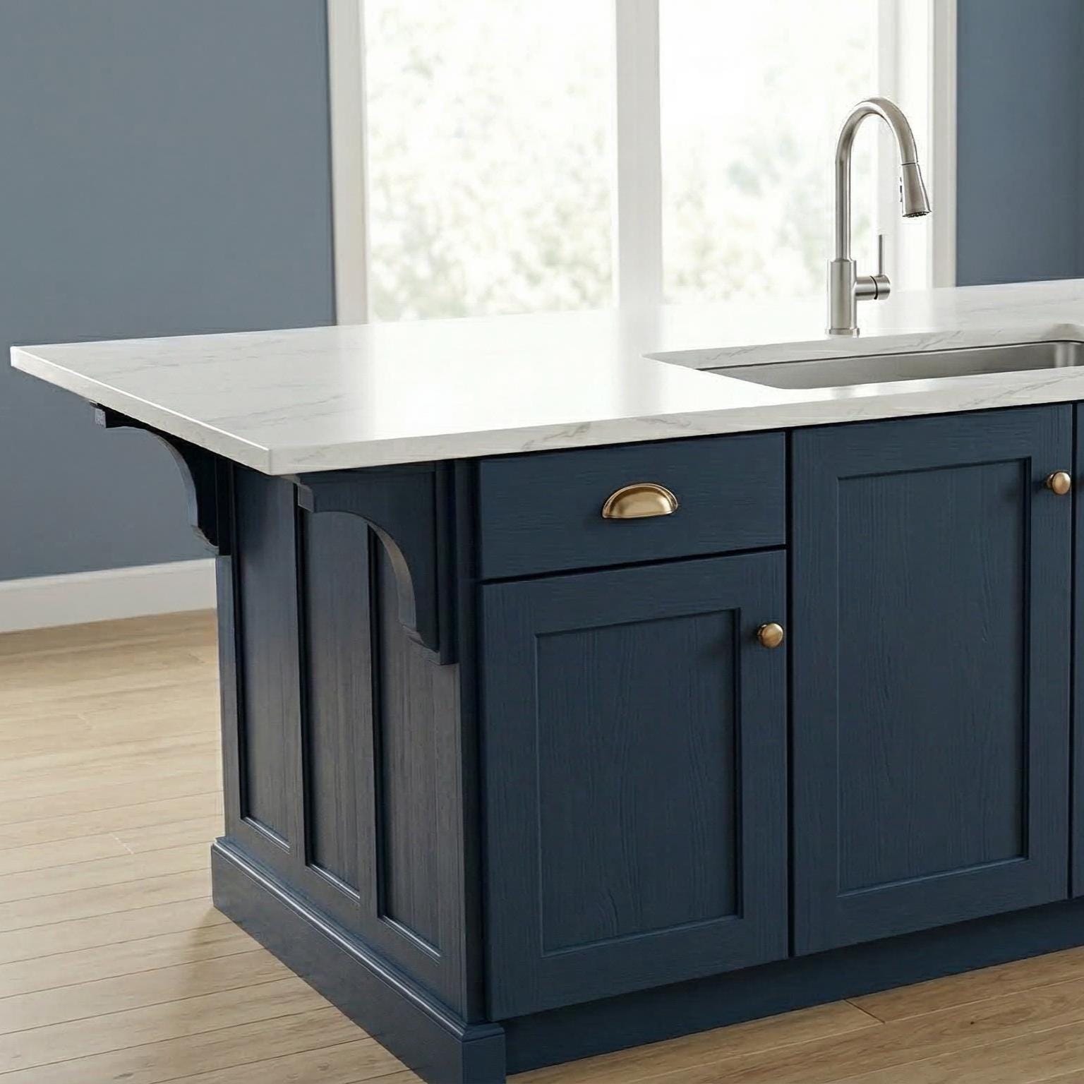Kitchen Island With Sink, Dishwasher Space and Open Shelving Plans ...