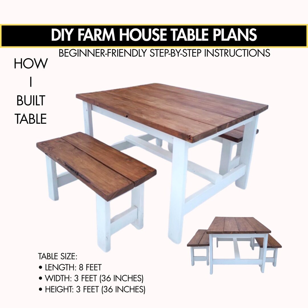 DIY Farmhouse Dining Table Plans – Step-by-step Build (PDF Download) - Etsy