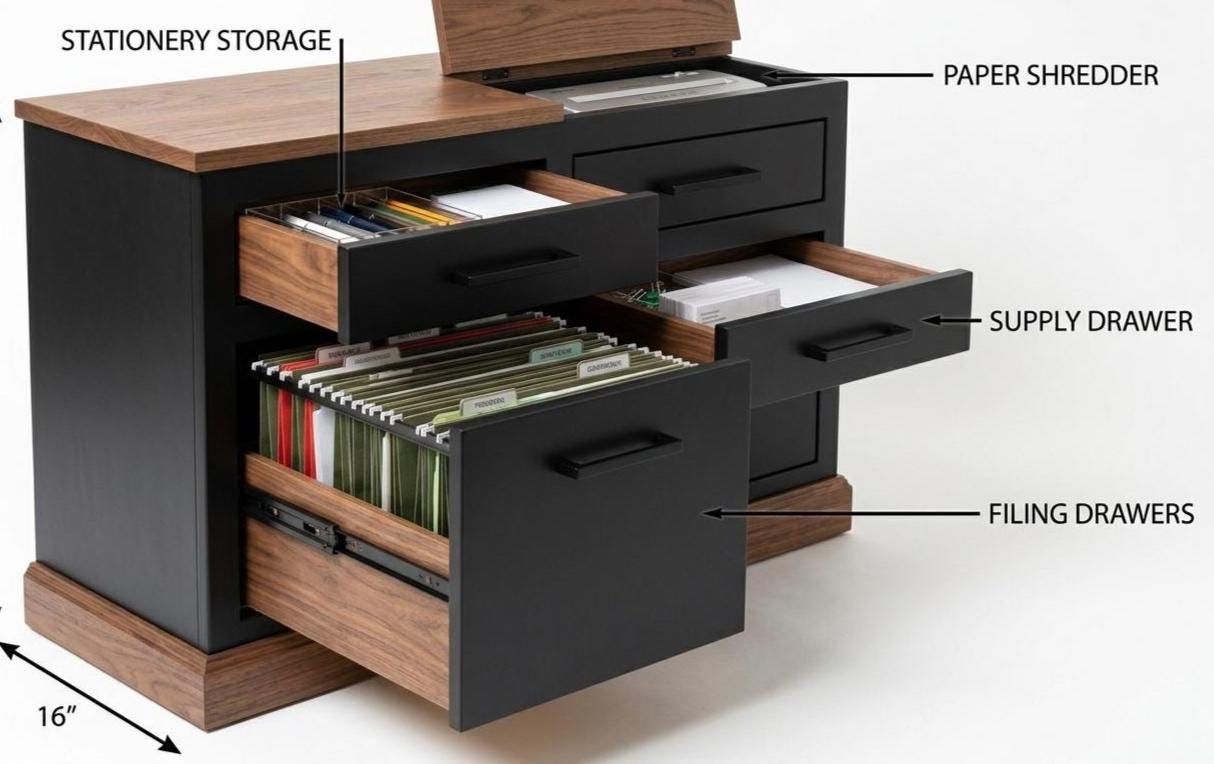 Paperwork Sorting Console DIY Plan, Office File Cabinet Blueprint, Lift ...