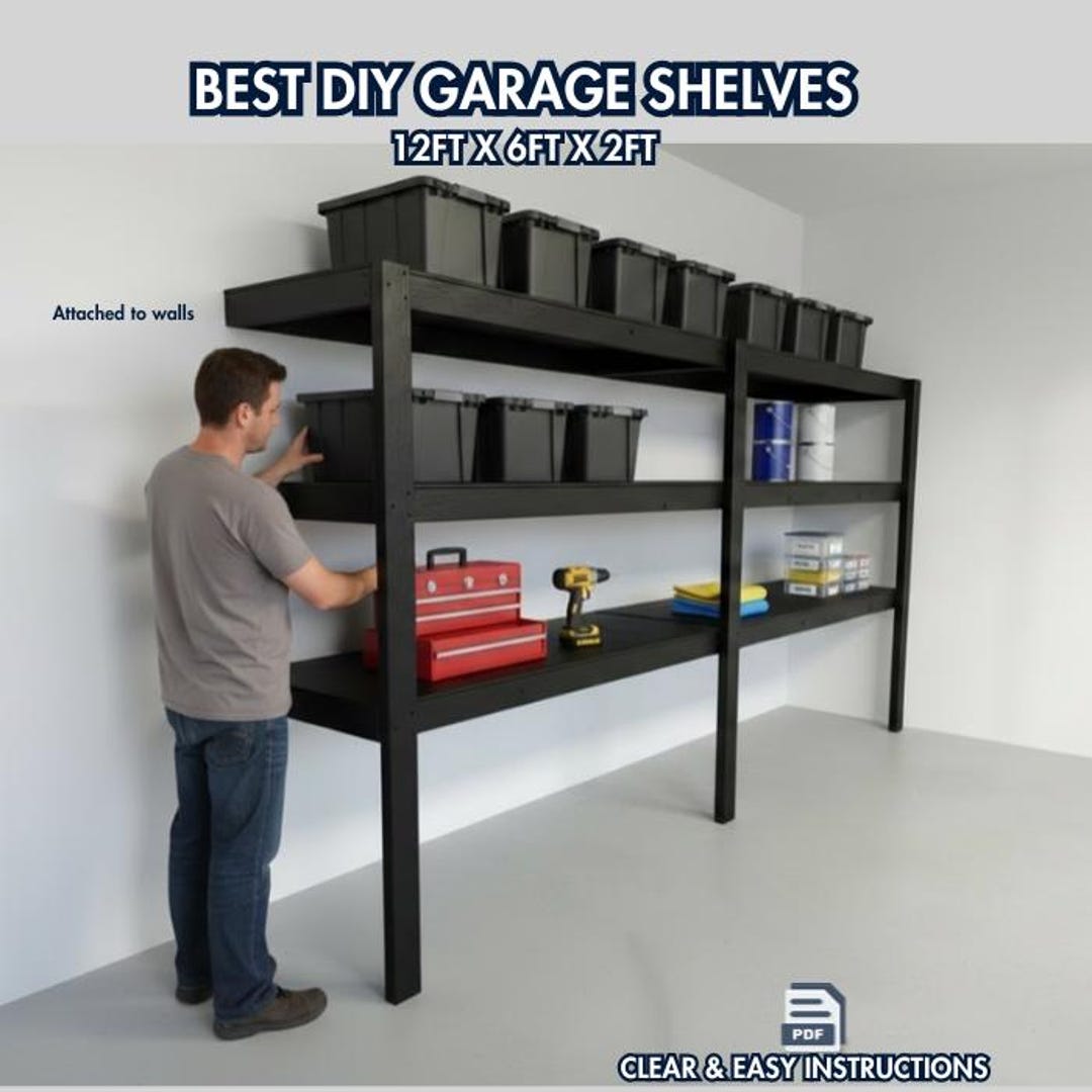 DIY Garage Shelves - 12ft Wall Mounted Storage Shelf | Do It Yourself ...