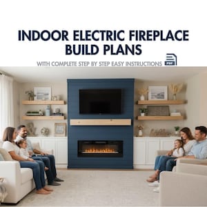 Planos de chimenea eléctrica de interior empotrada con instrucciones: chimenea eléctrica de pared, planos de diseño de chimeneas de bricolaje para principiantes