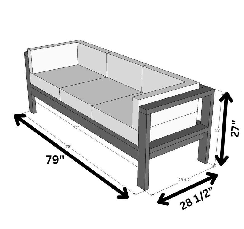 DIY Outdoor Sofa Plans PDF | 2x4 Sectional Couch Build Plans | Patio ...