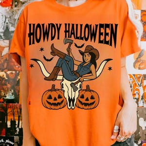 Howdy Halloween PNG, Funny Cowgirl Halloween Shirt PNG, Spooky Cute Western Sublimation, Country Halloween PNG, Digital Download