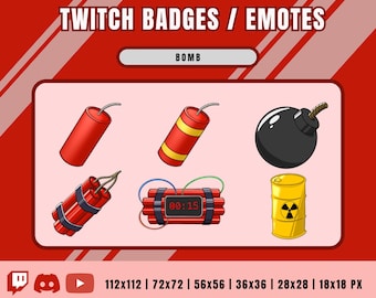 Bomb Badges Emotes for Twitch Discord | Hand Drawn Streaming Assets (Digital Download)