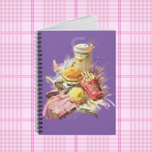 Cheeseburger Fast Food Art Notebook – Retro Aesthetic Sketchbook – Illustrated Comfort Food Journal Gift