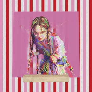Y2K Geflochtenes Mädchen Kunstdruck - Buntes Retro Porträt Wanddekor - Digitaler Download für mutige maximalistische Ästhetik