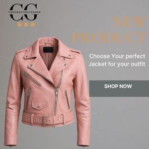 Blouson motard en cuir rose pour femme – Blouson moto pour femme