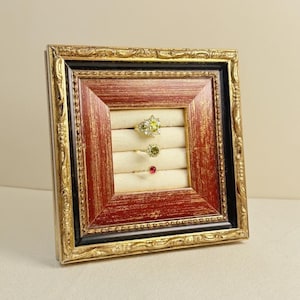 Porta anelli in legno vintage dorato - Espositore per matrimonio - Organizzatore di gioielli per orecchini - Regalo per addio al nubilato - Accessorio per foto di fidanzamento