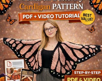 Monarch Butterfly Crochet Cardigan Pattern – Beginner Friendly Wings Sweater (PDF Download)
