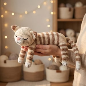 Amigurumi Sleeping Cat Crochet Pattern | Easy Plush kitty Toy (PDF) - Digital download