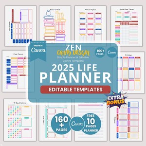 2025 Monthly Lifestyle Printable Planner | Goal, Health, Travel, Finance Trackers, Minimalist PDF Inserts, 2024–2026 Calendar, A4/US Letter