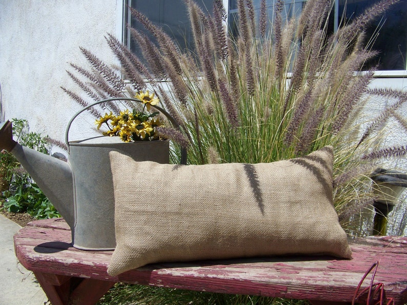 12x16 Lumbar Burlap Pillow Throw Decorative French Country Farmhouse