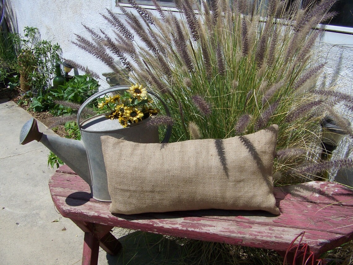12x16 Lumbar Burlap Pillow Throw Decorative French Country Farmhouse